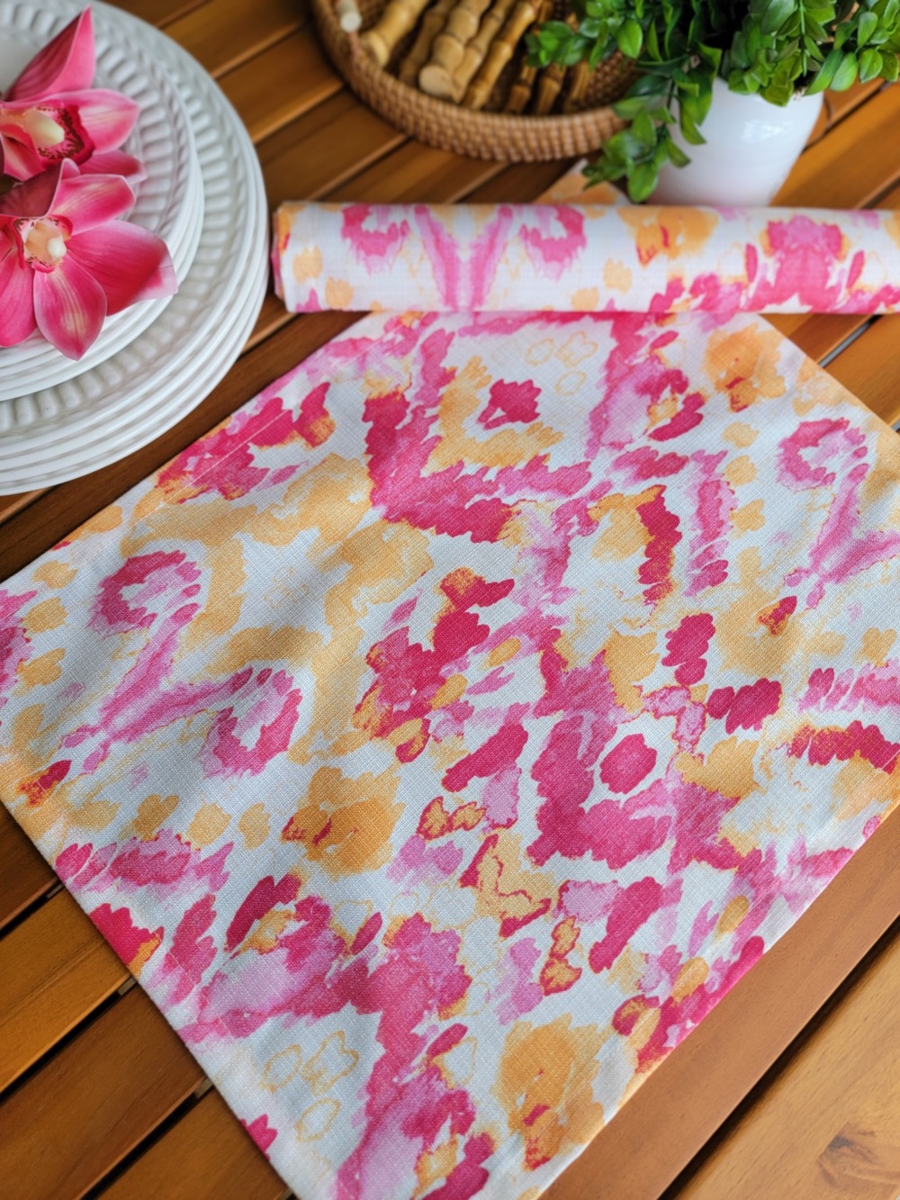 Set of 6 - Tie Dye Pink and Yellow Placemats